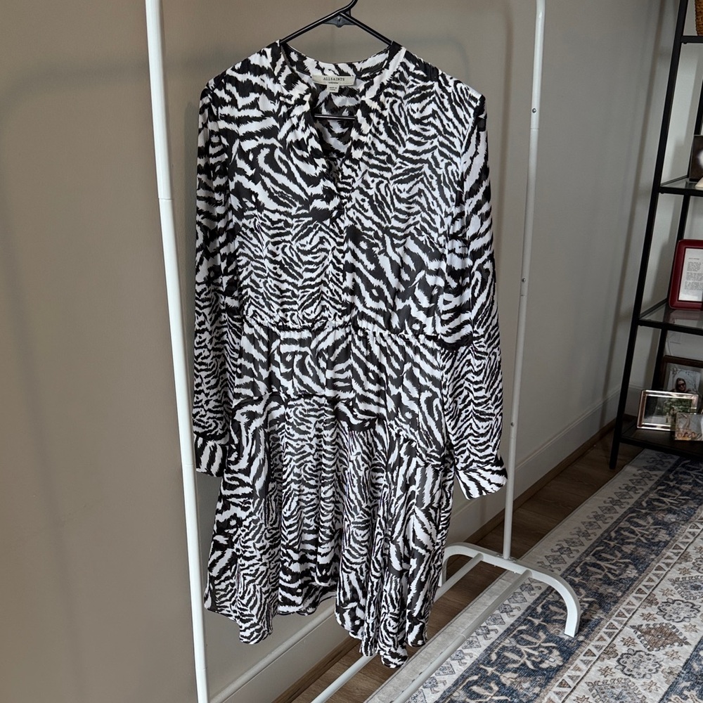 ALLSAINTS Zebra Print Long Sleeve Dress